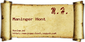 Maninger Hont névjegykártya